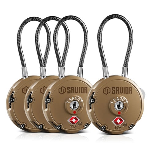 SAVIOR EQUIPMENT 3-Digit Combination Cable Lock TSA RAL8000 Tan for sale at KYGUNCO.