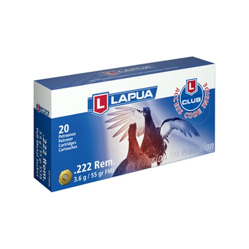 LAPUA AMMO 222 Remington 55Gr FMJ 20rd for sale at KYGUNCO.