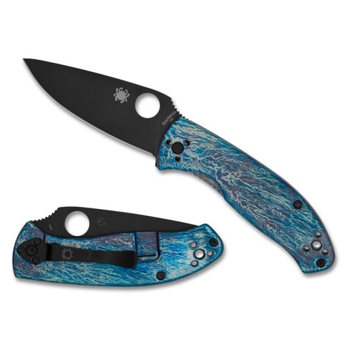 SPYDERCO Tenacious Blue Titanium Disarray D2 for sale at KYGUNCO.
