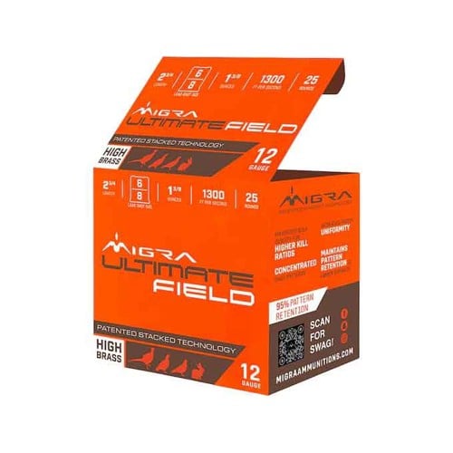 MIGRA AMMO 12Ga TEAL FIELD LOAD 2 3/4" #6-8 CASE for sale at KYGUNCO.