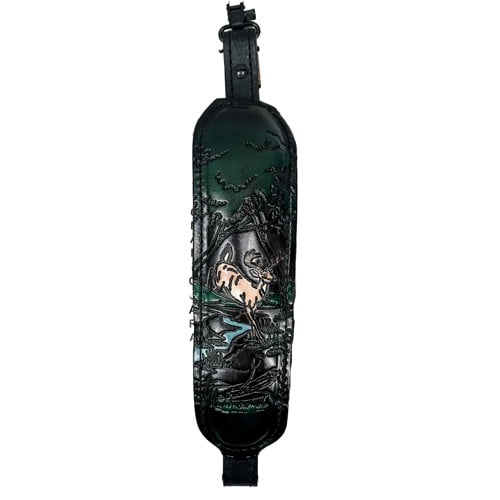 AA&E LEATHERCRAFT Blk Leather Trophy w/Deer Leaping over Brook/Swivl for sale at KYGUNCO.