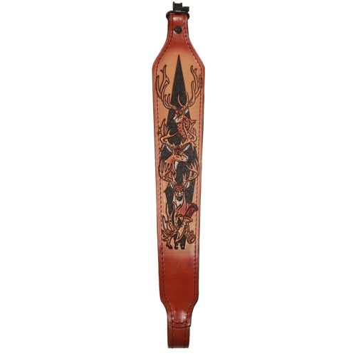 AA&E LEATHERCRAFT Brown Leather Trophy w/Elk Deer, Scenic, Swivels for sale at KYGUNCO.