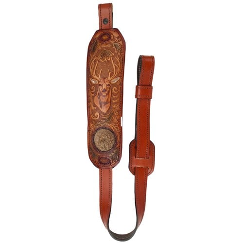 AA&E LEATHERCRAFT Brown Leather Trophy w/Deer Head, Deer Hair Inlay for sale at KYGUNCO.