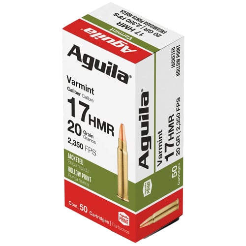 AGUILA AMMO 17 HMR 20Gr JHP 50rd Target Range Varmint for sale at KYGUNCO.