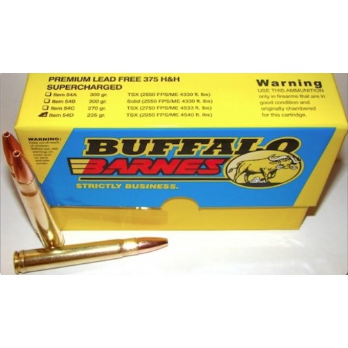 BUFFALO BORE 375 H&H Mag 270Gr Barnes TSX 2750FPS 20rd for sale at KYGUNCO.