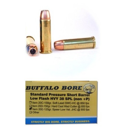 BUFFALO BORE 38 Special 125Gr LV JHP (900FPS/ME 225 ft lb) 20rd for sale at KYGUNCO.