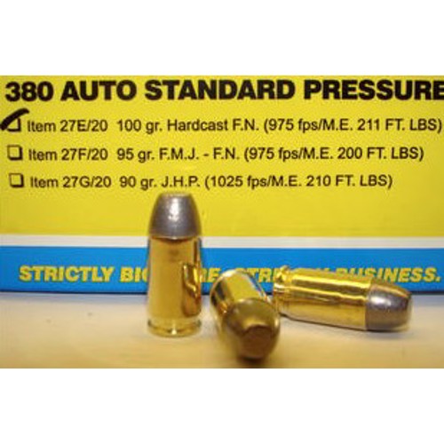 BUFFALO BORE 380 ACP 100Gr Hard Cast FN (975FPS/ME 211 ft) 20rd for sale at KYGUNCO.
