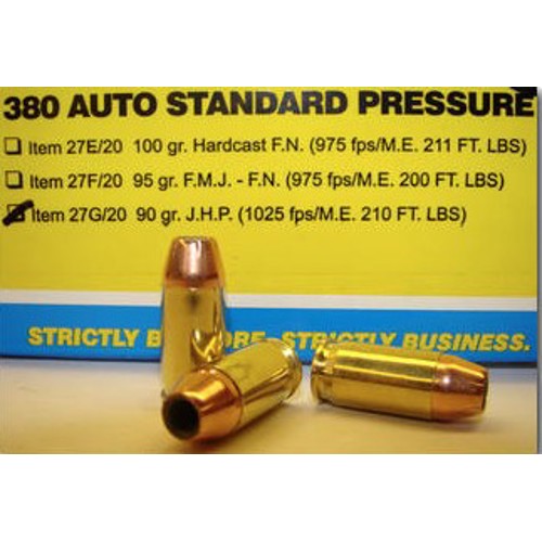 BUFFALO BORE 380 ACP 90Gr JHP (1025FPS/ME 210 ft lbs) 20rd for sale at KYGUNCO.