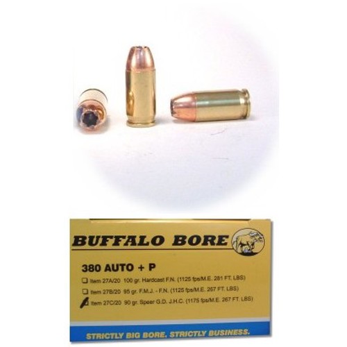 BUFFALO BORE 380 ACP 90Gr JHP (1200FPS/ME 288 ft lbs) 20rd for sale at KYGUNCO.