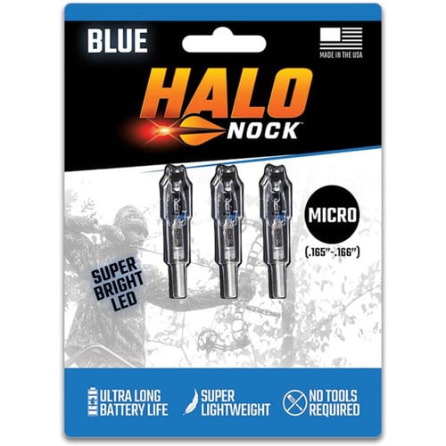 HALO NOCKS MICRO LIGHTED NOCKED BLUE 3PK for sale at KYGUNCO.
