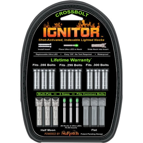 NUFLETCH ARCHERY LLC IGNITOR LIGHTED NOCKS FOR CROSSBOWS GREEN for sale at KYGUNCO.