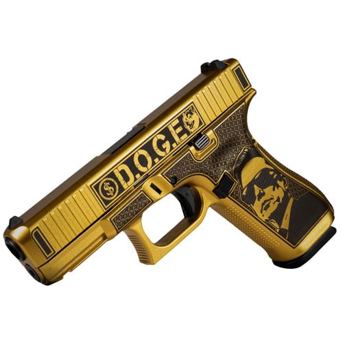 GLOCK G47 9mm  D.O.G.E. 4.49" 17rd - Gold w/ Trump & Elon for sale at KYGUNCO.