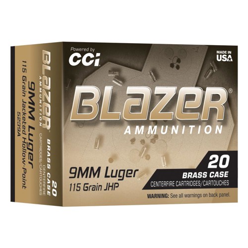 BLAZER AMMO 9mm Luger 115Gr Blazer Brass JHP 20rd for sale at KYGUNCO.