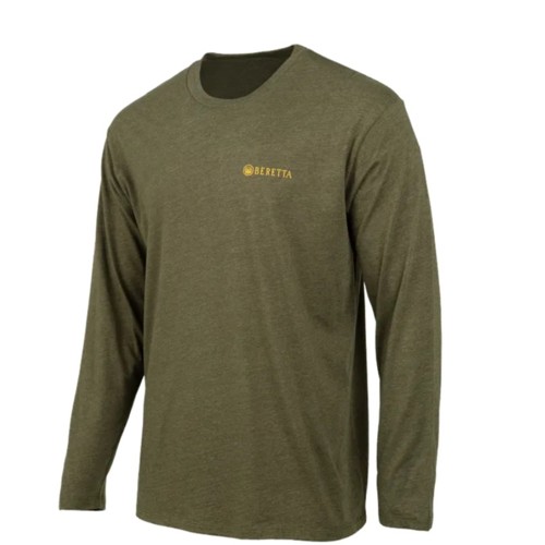 BERETTA Wing Drop Long Sleeve T-Shirt Heather Mil Green for sale at KYGUNCO.