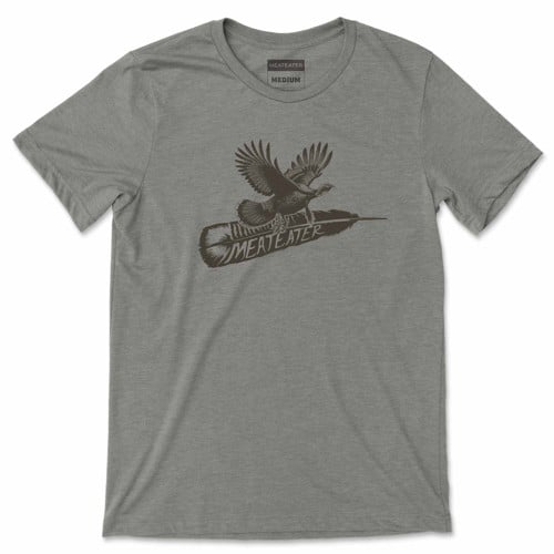 MEATEATER Turkey Feather T-Shirt - Khaki Heather for sale at KYGUNCO.