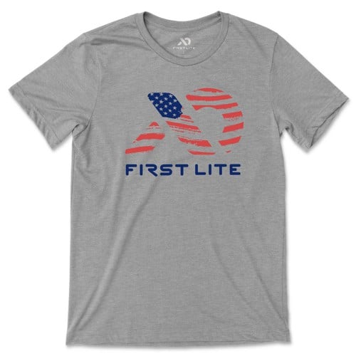 FIRST LITE Flag Fill T-Shirt - Grey Heather for sale at KYGUNCO.
