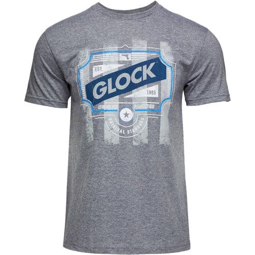 GLOCK Blue Line Tee Gray Ringspun Short Sleeve Large for sale at KYGUNCO.