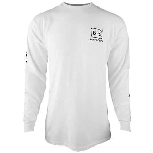 GLOCK Perfection Long Sleeve Tee White PreShrunk XL for sale at KYGUNCO.