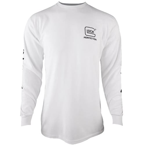 GLOCK Perfection Long Sleeve Tee White PreShrunk 3XL for sale at KYGUNCO.