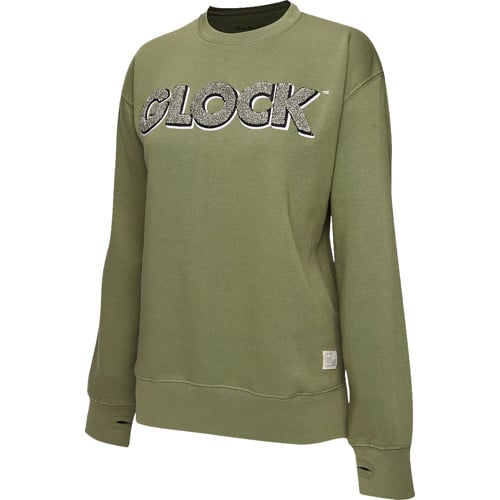 GLOCK Crewneck Raglan Fleece Olive Long Sleeve Large for sale at KYGUNCO.