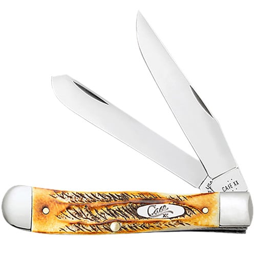 CASE KNIVES Peach Seed Jig Dark Red Bone Trapper Pocket Knife w/ Clip 4.13" Closed for sale at KYGUNCO.