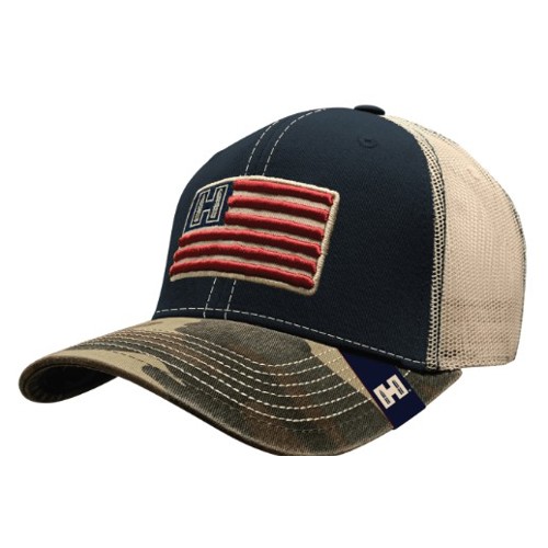HORNADY H Flag Trucker Navy/Camo Hat for sale at KYGUNCO.