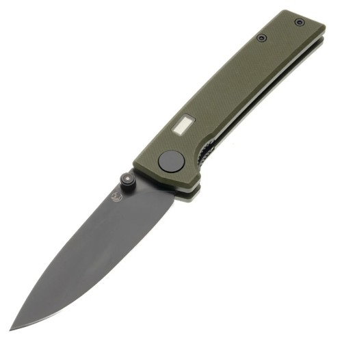 GLOW RHINO Fermi Knife - OD Green Scales Black Thumbstud for sale at KYGUNCO.