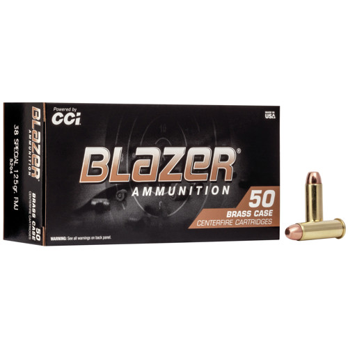 BLAZER AMMO 38 Special 125gr FMJ Round Nose Brass Ammunition | 50 Round for sale at KYGUNCO.