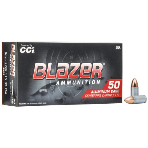 BLAZER AMMO 9mm 115Gr FMJ 50rd for sale at KYGUNCO.