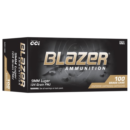 BLAZER AMMO 9mm Luger 124Gr FMJ Brass Trayed 100rd for sale at KYGUNCO.
