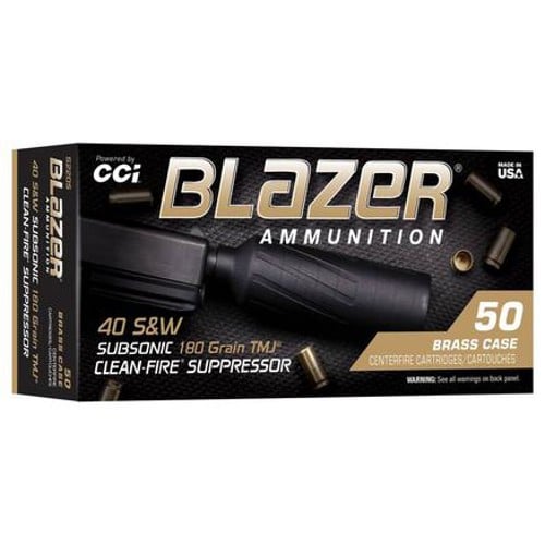 BLAZER AMMO 40 S&W 180Gr TMJ Brass Clean-Fire Suppressor 50rd for sale at KYGUNCO.