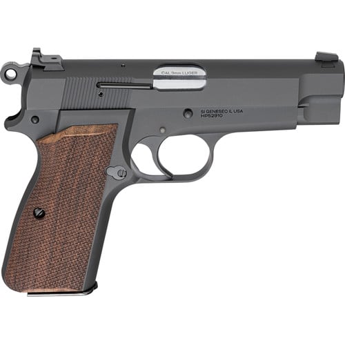 SPRINGFIELD AMORY SA-35 9mm 4" 15rd - Black & Checkered Walnut for sale at KYGUNCO.