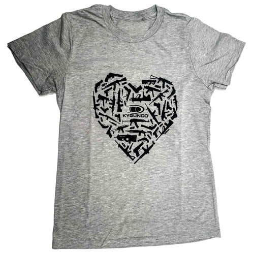 KYGUNCO Womens Gun Heart T-Shirt Grey for sale at KYGUNCO.