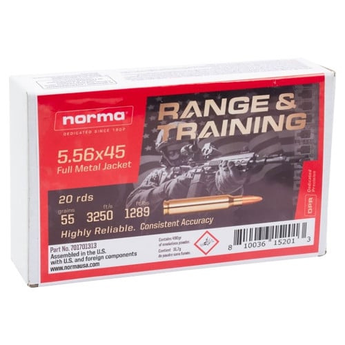 NORMA AMMO 5.56x45 55Gr FMJ 20rd for sale at KYGUNCO.