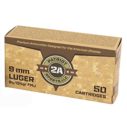 PATRIOT SPORTS 9mm Luger 124Gr Full Metal Jacket 50rd for sale at KYGUNCO.