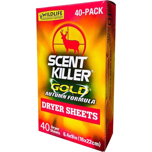 WILDLIFE RESEARCH Scent Killer Gold Autumn Formula Dryer Sheets 40pk for sale at KYGUNCO.