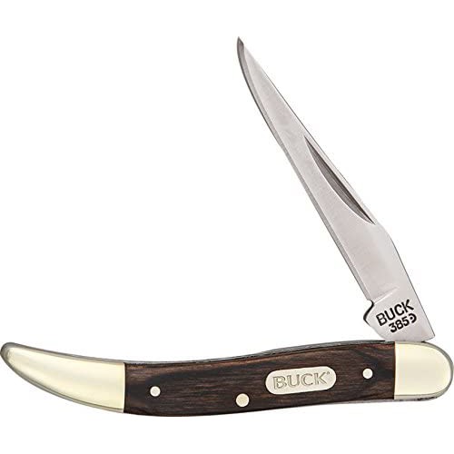 BUCK KNIVES Toothpick Folding Knife 2.25" Narrow Clip Blade w/ Woodgrain Handle + Silver Bolsters for sale at KYGUNCO.