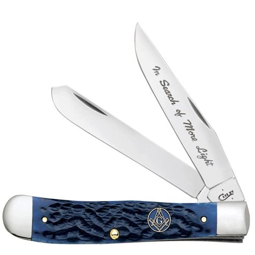 CASE KNIVES Masonic Gift Tin Standard Jig Blue Bone Trapper for sale at KYGUNCO.
