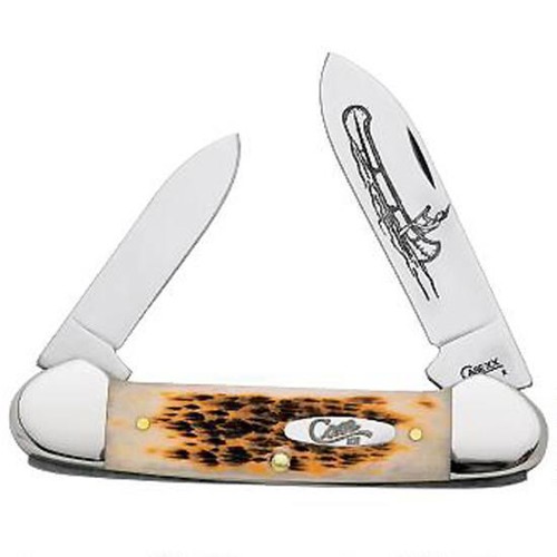 CASE KNIVES Amber Bone Peach Seed Jig Canoe (62131 CV) for sale at KYGUNCO.