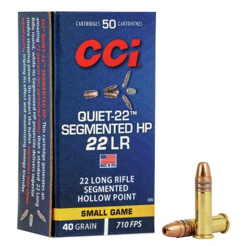CCI Quiet-22 22LR 40Gr Segmented Hollow Point Small Game Ammunition | 50 Rounds for sale at KYGUNCO.