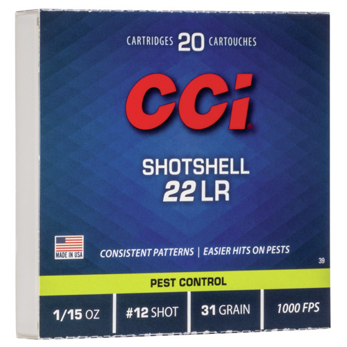 CCI PEST CONTROL 22LR 31gr 1/15oz #12 Shotshell Ammunition | 20 Rounds