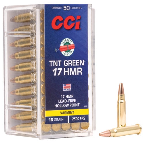 CCI TNT Green 17 HMR 16gr Lead Free Hollow Point Ammunition | 50 Rounds for sale at KYGUNCO.