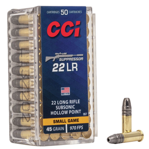 CCI Suppressor 22LR 45gr Subsonic Hollow Point Ammunition | 50 Rounds