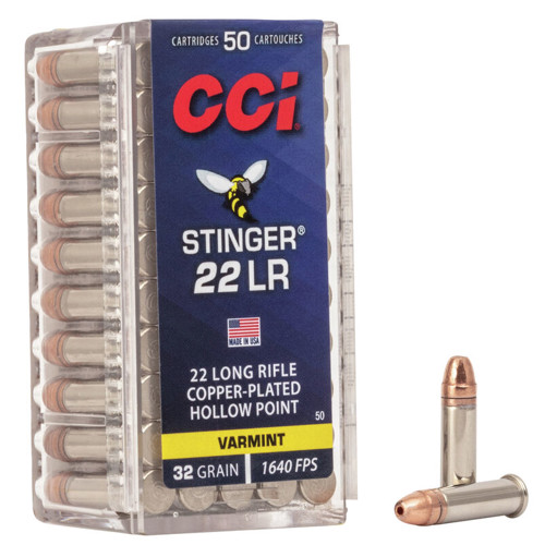 CCI Stinger 22LR 32Gr Copper-Plated Hollow Point Ammunition | 50 Rounds