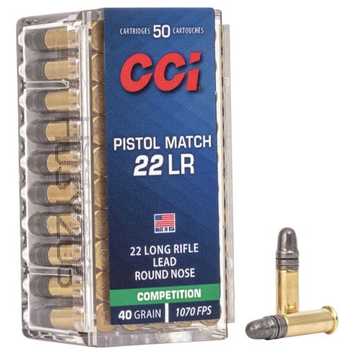 CCI Pistol Match 22LR 40Gr Lead Round Nose Competition Ammunition | 50 Rounds for sale at KYGUNCO.