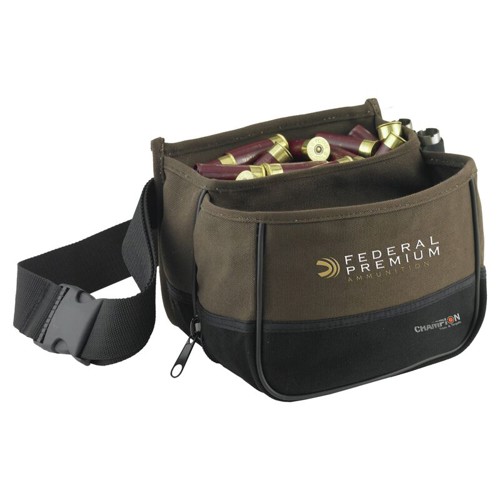 CHAMPOINT Trapshooting Shotgun Shell Double Hip Pouch - Black / Brown for sale at KYGUNCO.