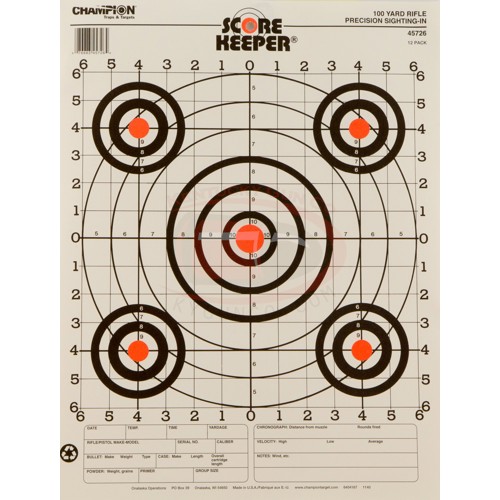 CHAMPION Scorekeeper, 100 Yd. Rifle Sight In O/B 12pk for sale at KYGUNCO.
