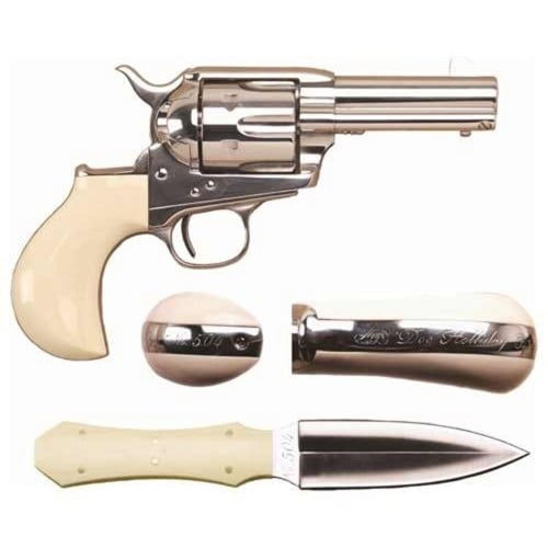 CIMARRON Doc Holliday Combo 45LC 3.5" 6rd Revolver w/ Dagger - Ivory / Nickel for sale at KYGUNCO.