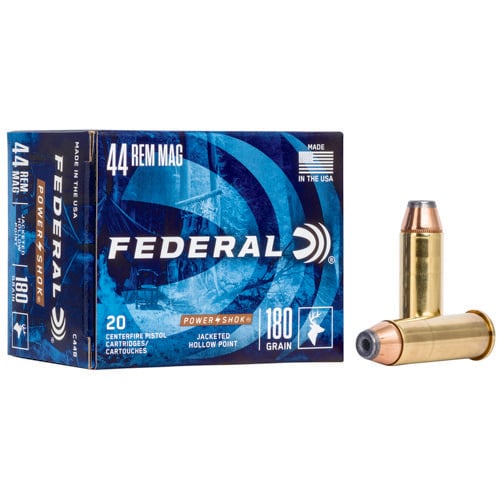 FEDERAL AMMO 44 Rem Mag 180gr Jacketed Hollow Point Brass Ammunition | 20 Rounds for sale at KYGUNCO.