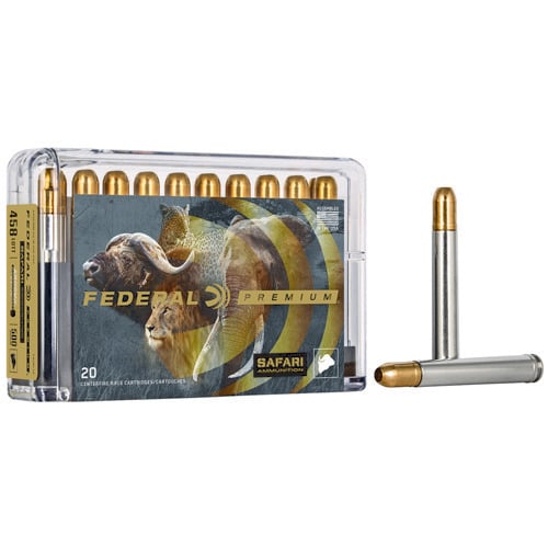 FEDERAL AMMO Premium Safari Cape-Shok 458 Win Mag 500gr Bonded Sledgehammer Ammunition | 20 Rounds for sale at KYGUNCO.